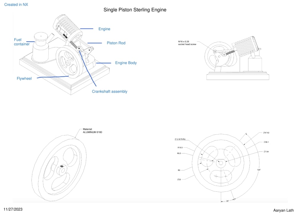 Single Piston Sterling Engine
